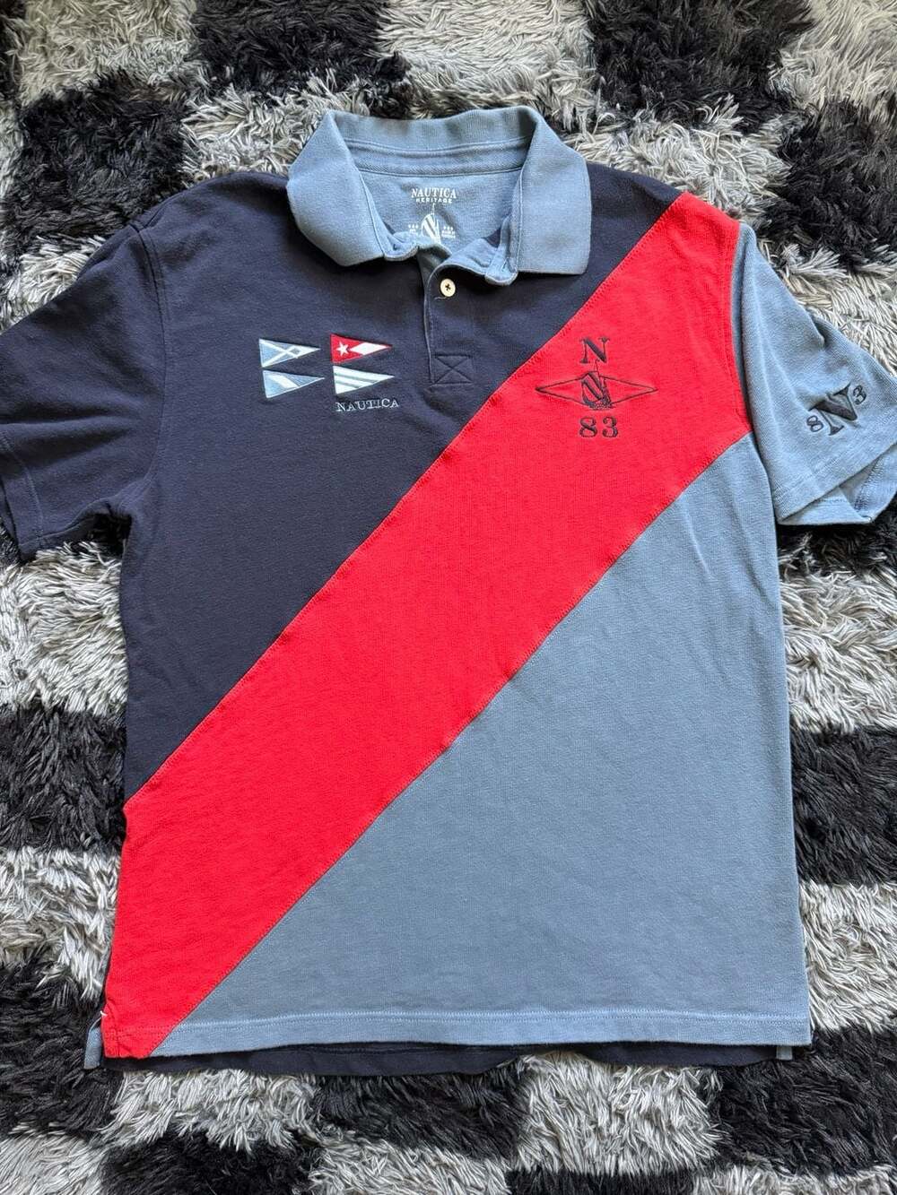 Nautica Heritage Spinnaker Slim Fit Color Block Polo Shirt Size XXL